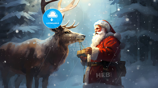 Santa Claus And A Reindeer