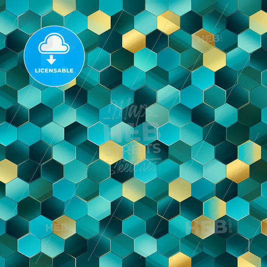 Blue And Gold Hexagons