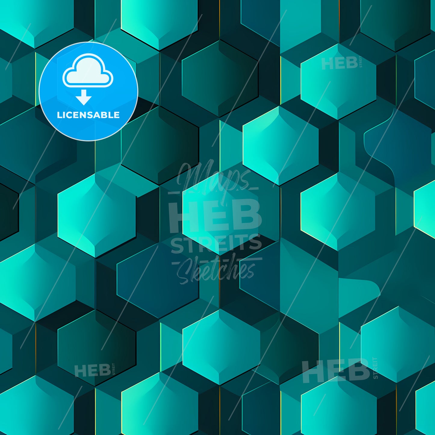 Blue Hexagons On A Surface