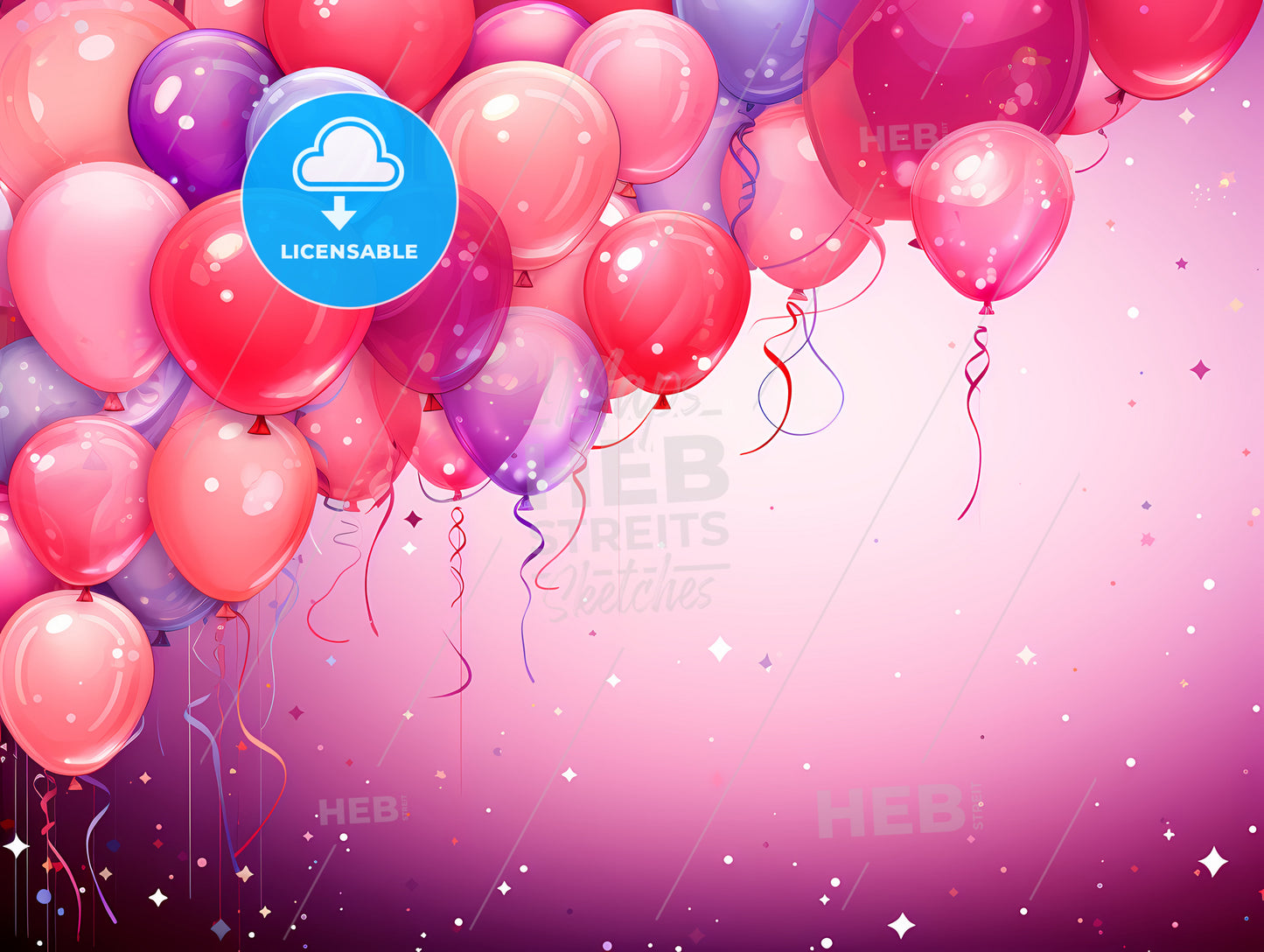 Bunch Of Balloons In A Pink And Purple Background