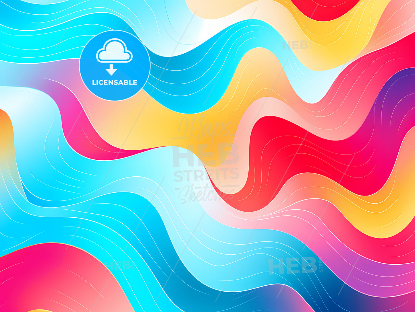 Colorful Waves With White Lines