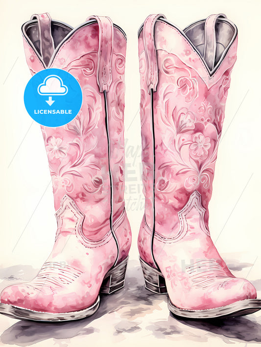 Pair Of Pink Cowboy Boots