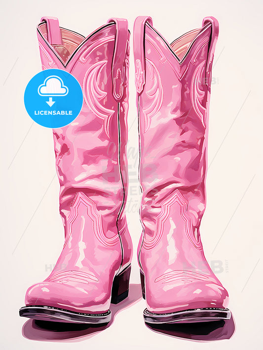 Pair Of Pink Cowboy Boots
