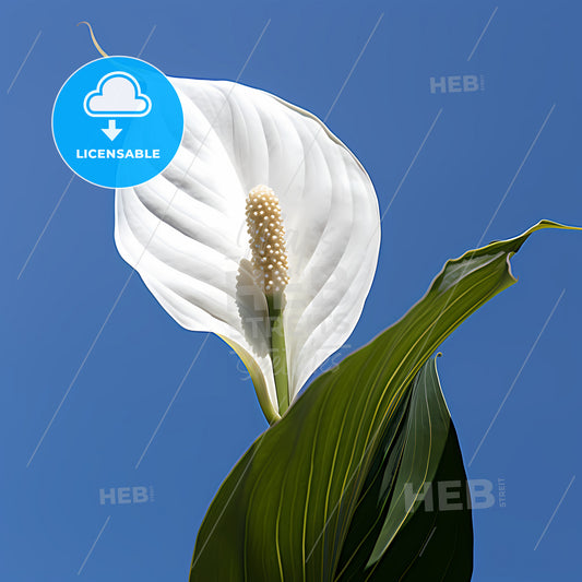 White Flower With A Green Leaf