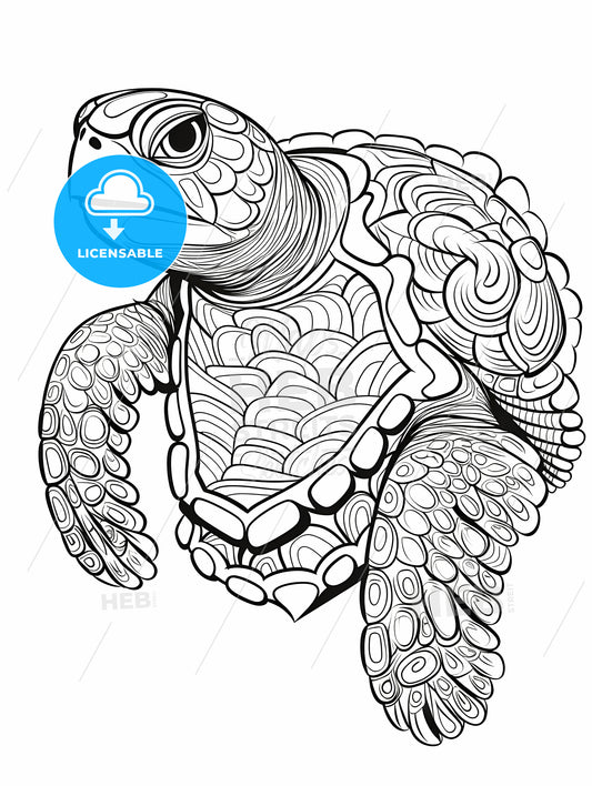 Black And White Drawing Of A Turtle