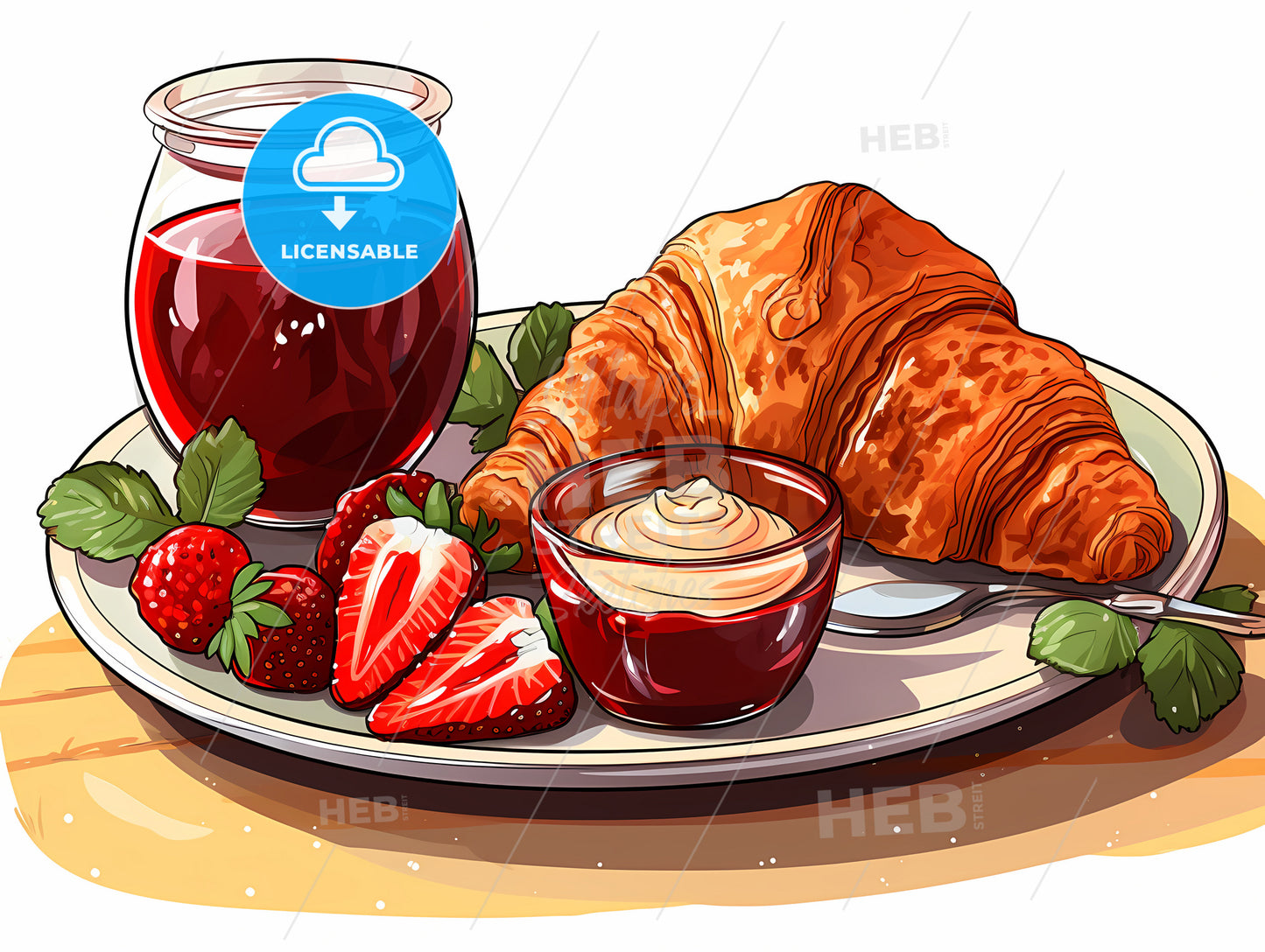 Plate Of Food With Strawberries And Croissants