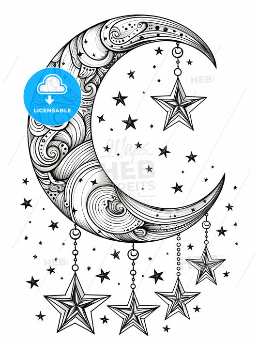 Moon With Stars And Beads