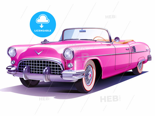Pink Convertible Car With White Wall Tires