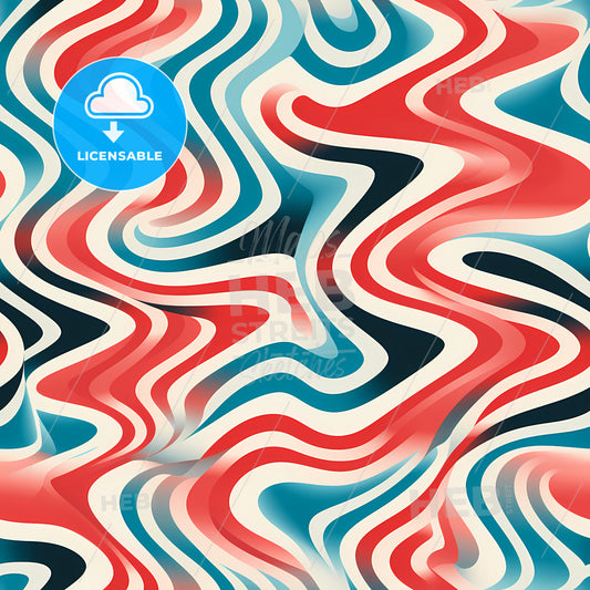 Red White And Blue Wavy Lines