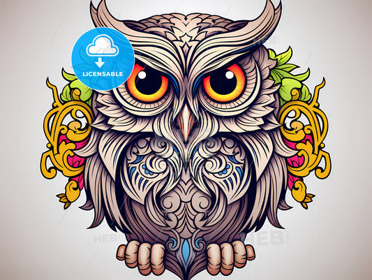 Colorful Owl With Ornate Patterns