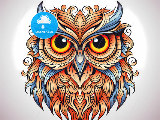 An Orange And Blue Owl