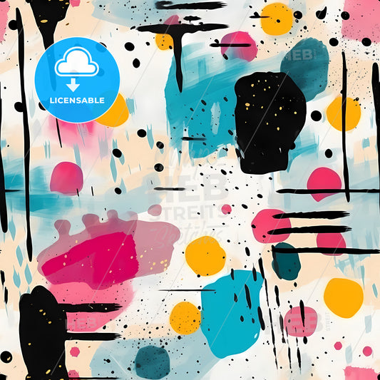 Colorful Pattern With Black And Pink Spots