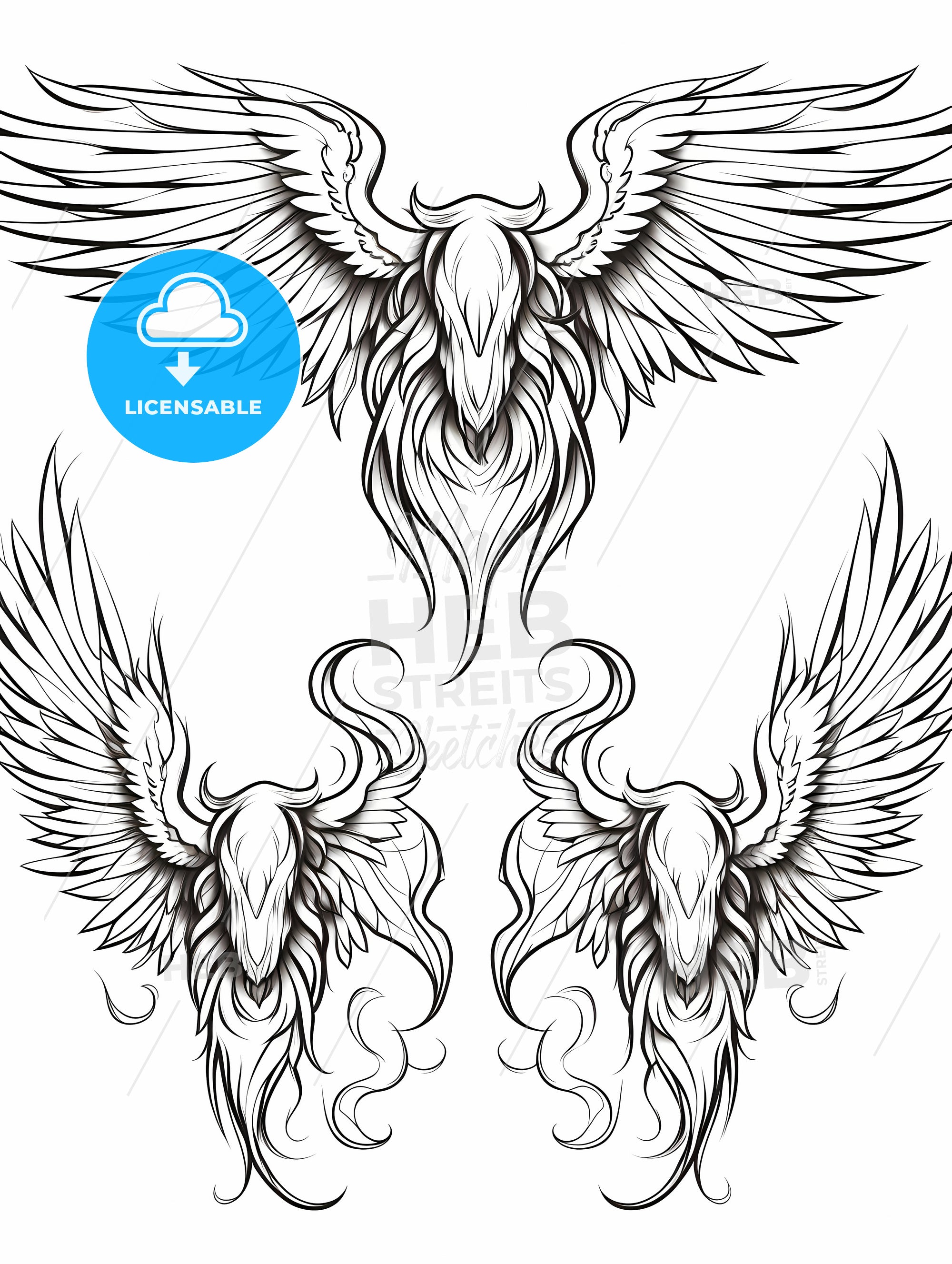 Vector Illustration Tribal Wings Tattoo Pattern Stock Vector (Royalty Free)  10857205 | Shutterstock