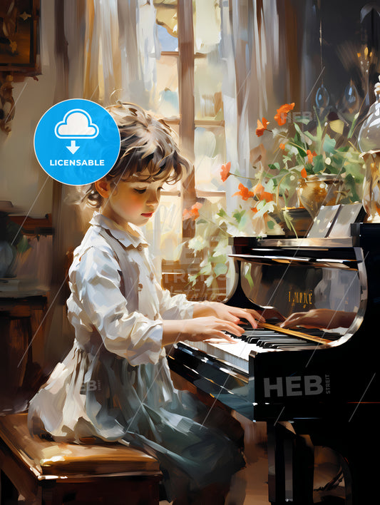 Child Playing A Piano