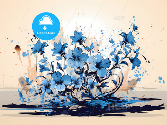 Blue Flowers With Splashes