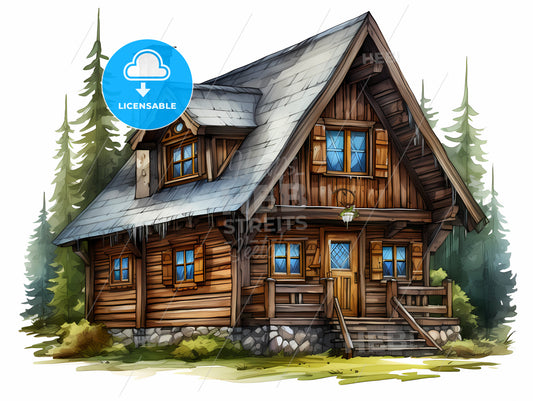 Drawing Of A Log Cabin