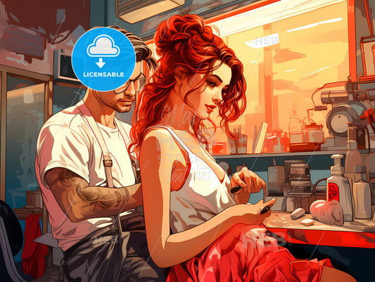 Man And Woman Sitting In A Kitchen