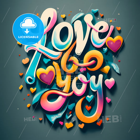 Love You - A Colorful Text With Hearts