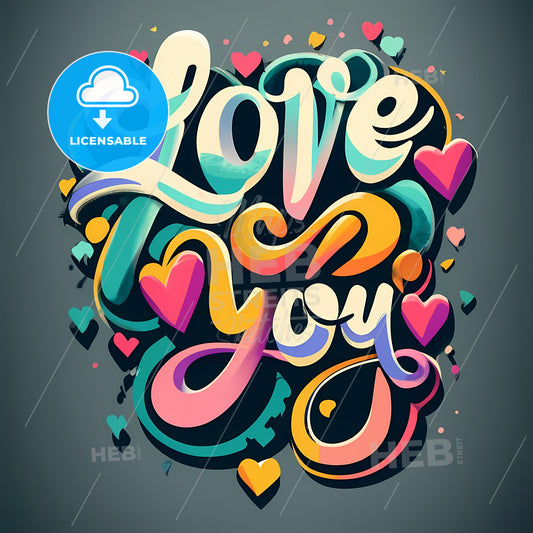 Love You - A Colorful Text With Hearts