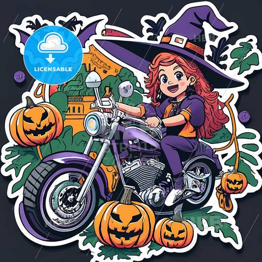 My Witch - A Cartoon Of A Person Riding A Motorcycle
