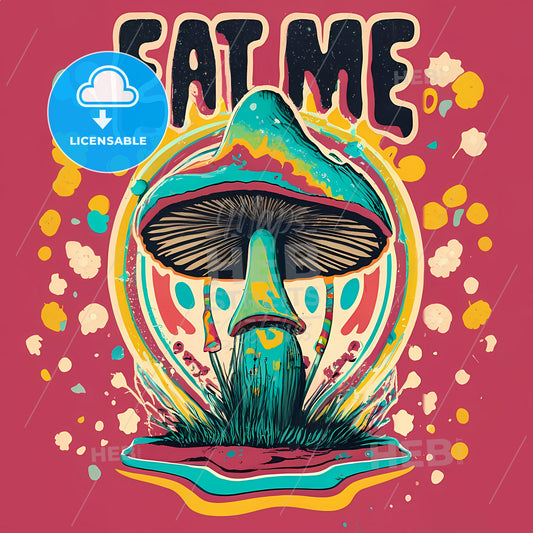 Eat Me - A Colorful Mushroom With Text