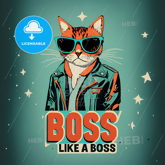 Boss Like A Boss - A Cat Wearing Sunglasses And A Jacket