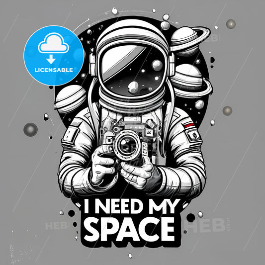 I Need My Space - A Drawing Of An Astronaut Holding A Camera