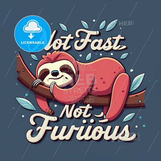 Not Fast, Not Furious - A Cartoon Sloth On A Tree Branch