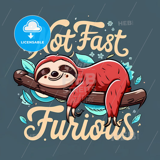 Not Fast, Not Furious - A Cartoon Sloth Sleeping On A Branch