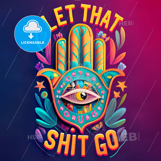 Let That Shit Go - A Colorful Art With An Eye And Leaves