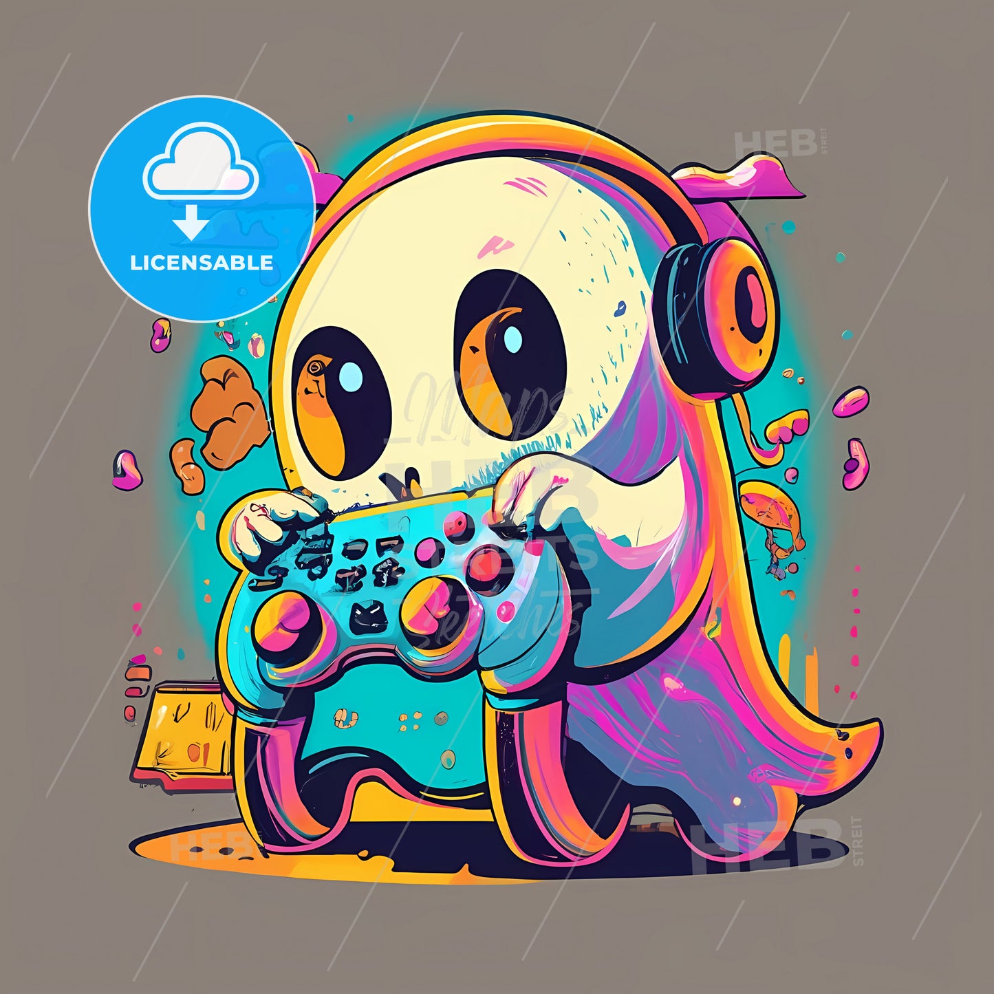 A Cartoon Of A Ghost Playing A Video Game