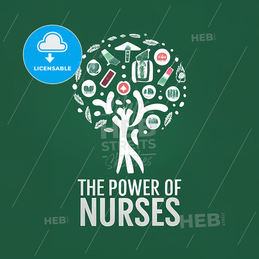 The Power Of Nurses - A Logo Of A Tree With White Text