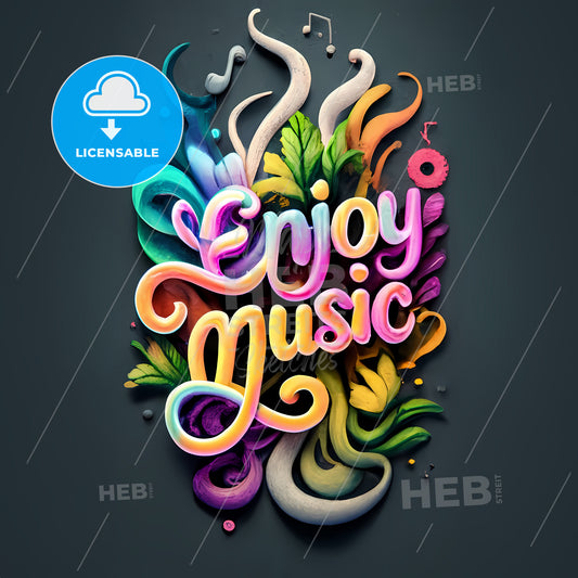 Enjoy Music - A Colorful Text On A Black Background