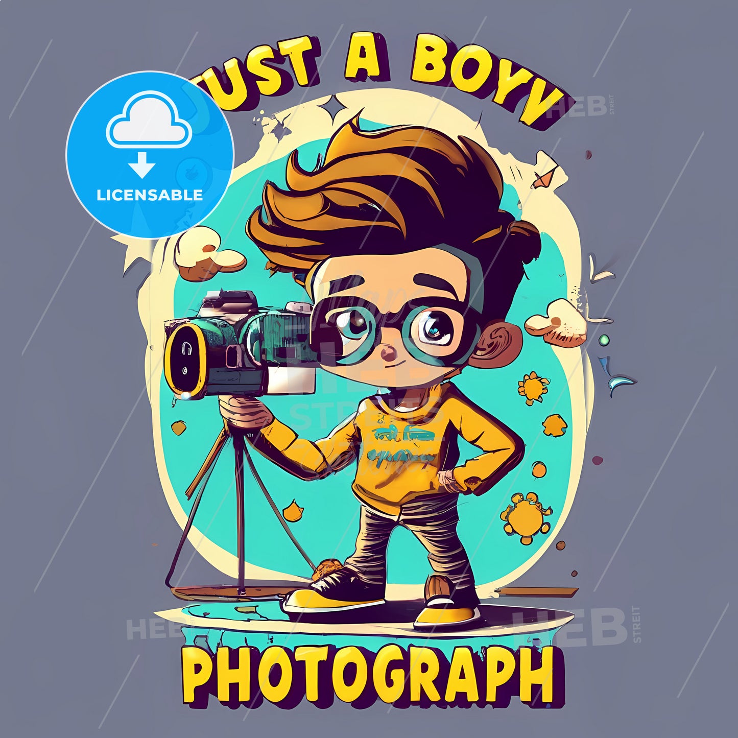 Just A Boy Photograph - A Cartoon Of A Boy Holding A Camera