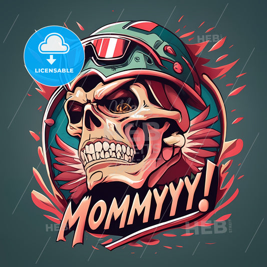 Mommyyy! - A Skull Wearing A Helmet And Sunglasses