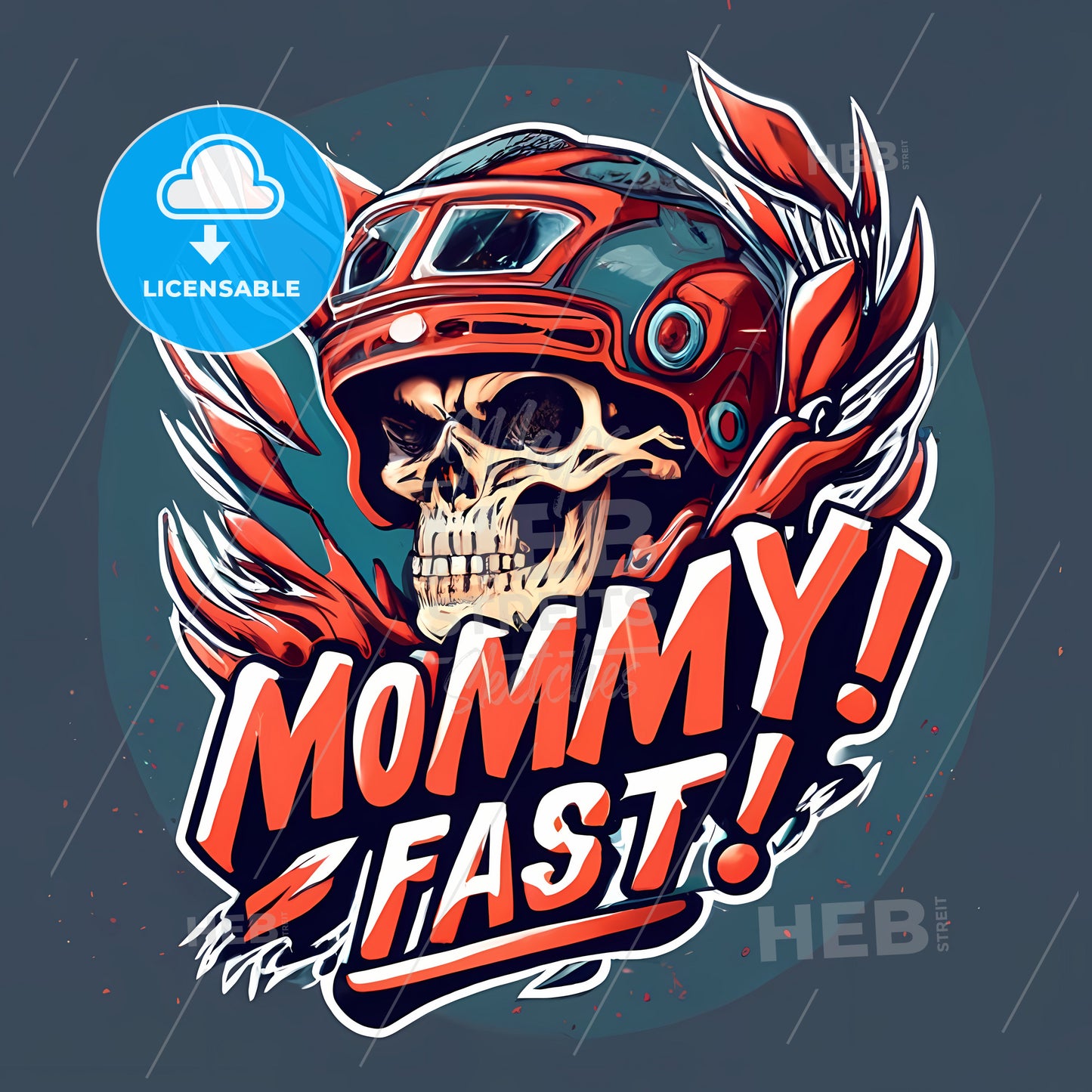 Mommy! Fast! - A Skull Wearing A Helmet