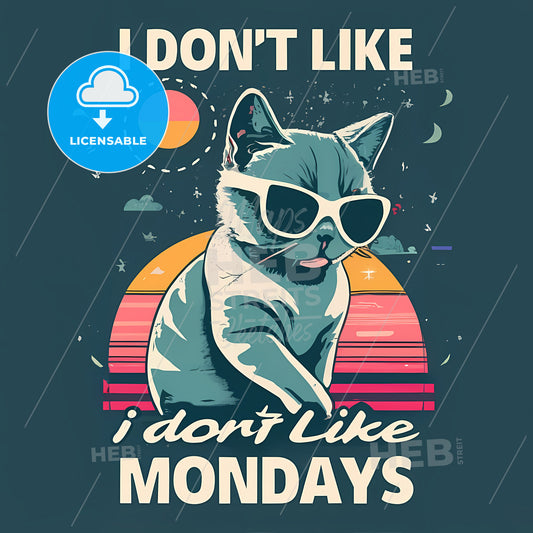 I Dont Like Mondays - A Cat Wearing Sunglasses And A Sunset
