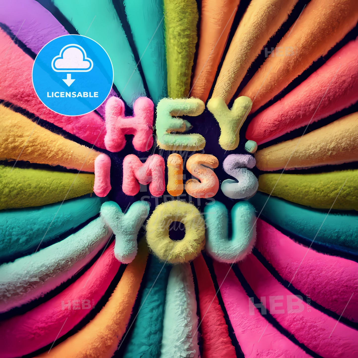 Hey, I Miss You - A Colorful Fuzzy Letters In A Circle