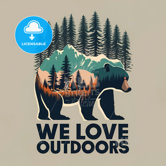We Love Outdoors - A Bear With Trees And Mountains