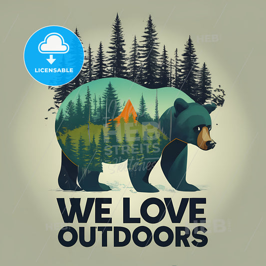 We Love Outdoors - A Bear With Trees And A Mountain