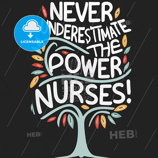Never Underestimate The Power Of Nurses - A Tree With Leaves And Text On It