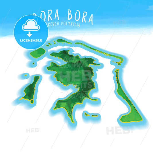 3D Island Map of Bora Bora