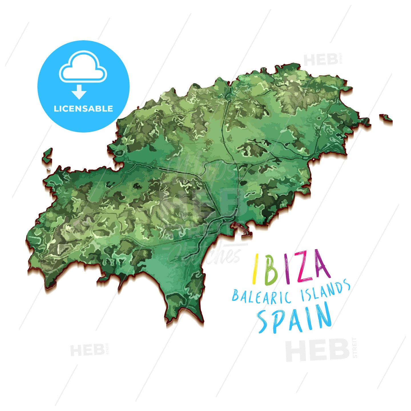 3D Island Map of Ibiza