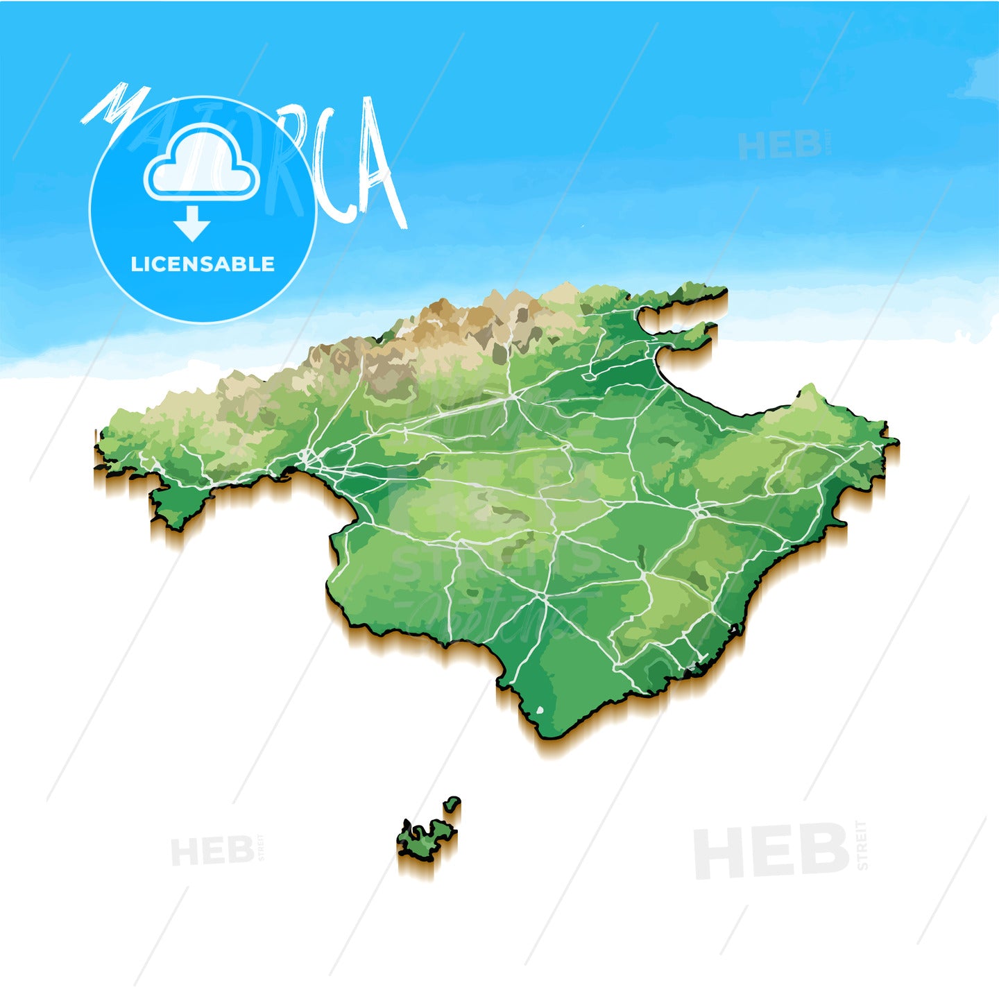 3D Island Map of Majorca