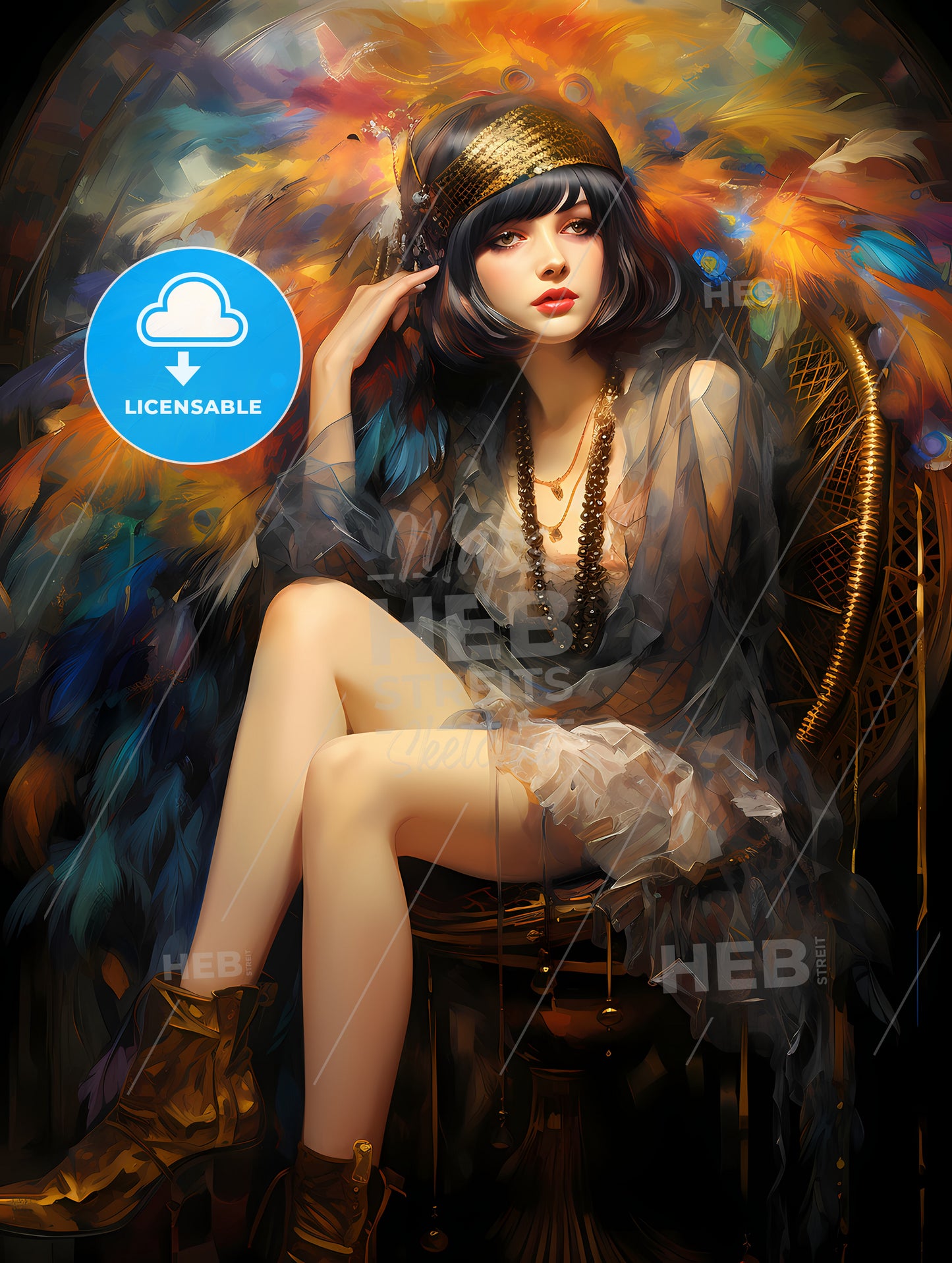 1920 s flapper with fishnet stockings and cigaratte