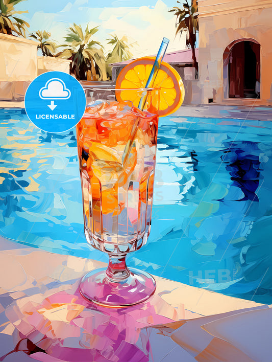A cocktail near a swimming pool - relax concept