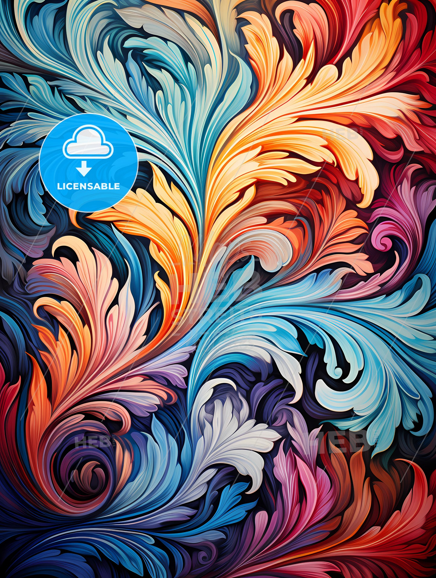 Abstract seamless pattern decorative floral swirls
