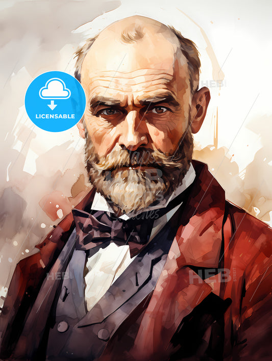 Alfred Nobel Watercolour Sketch Portrait