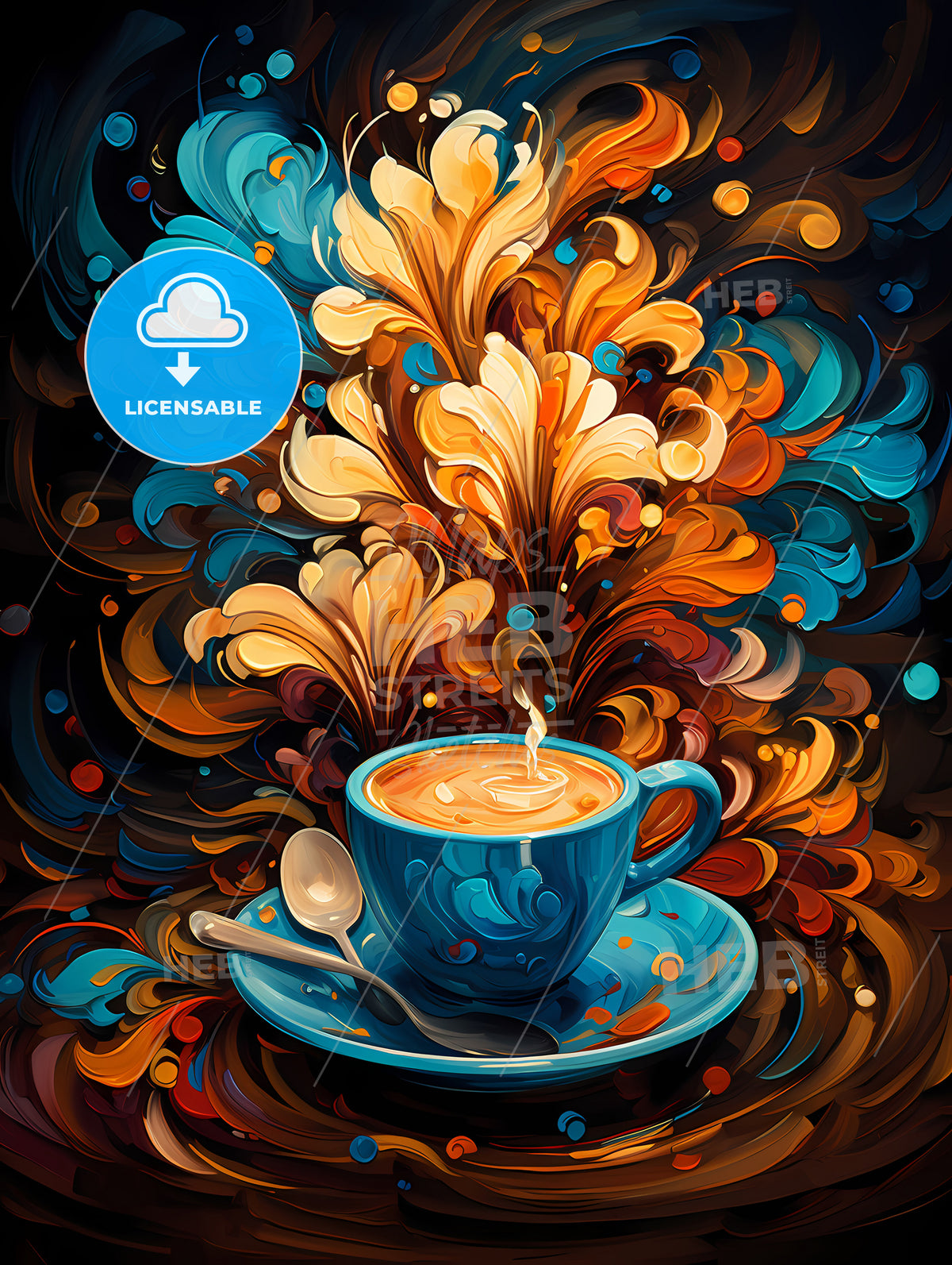 Arrangement of coffee beans into shape of cup
