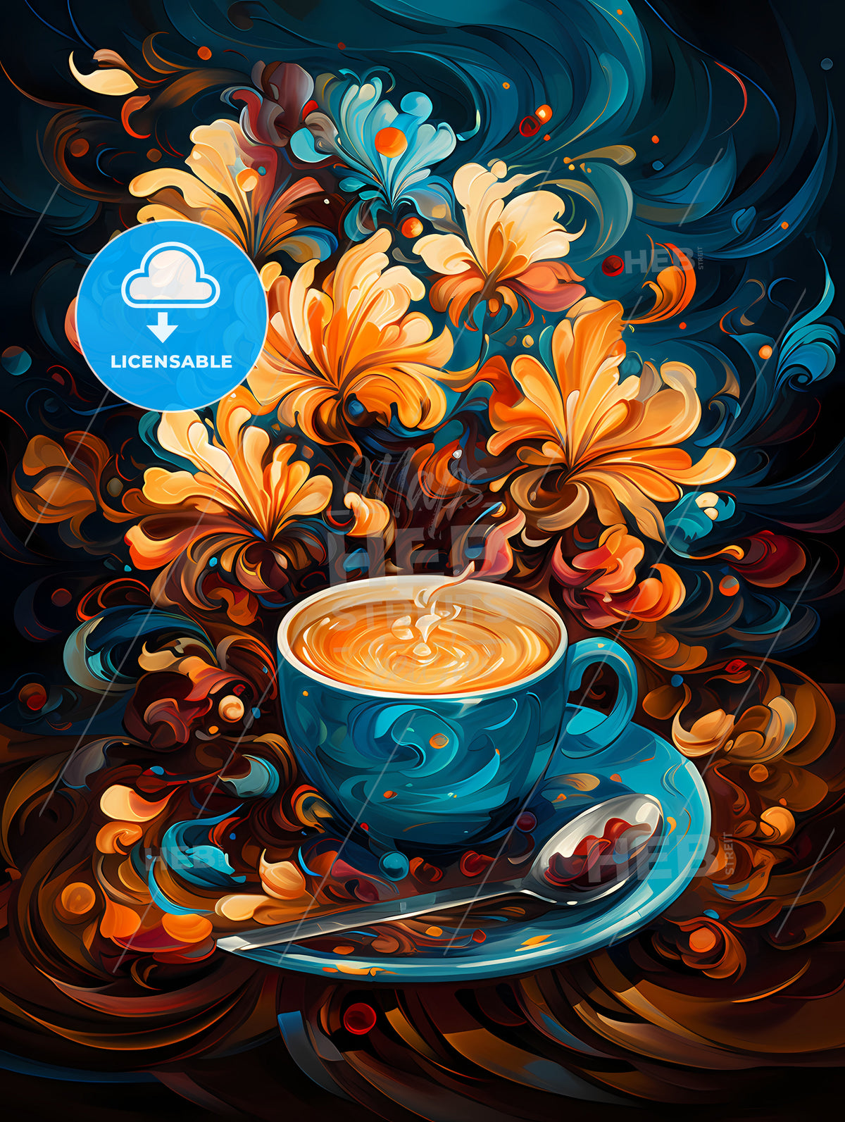 Arrangement of coffee beans into shape of cup
